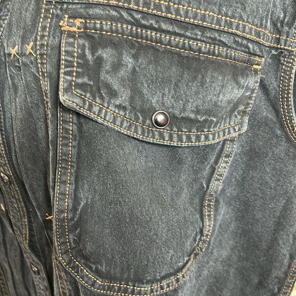 NWOT Free People Wild Dreams Denim Sleeveless Snap Button Shirt Midnight Wash M - Picture 8 of 13
